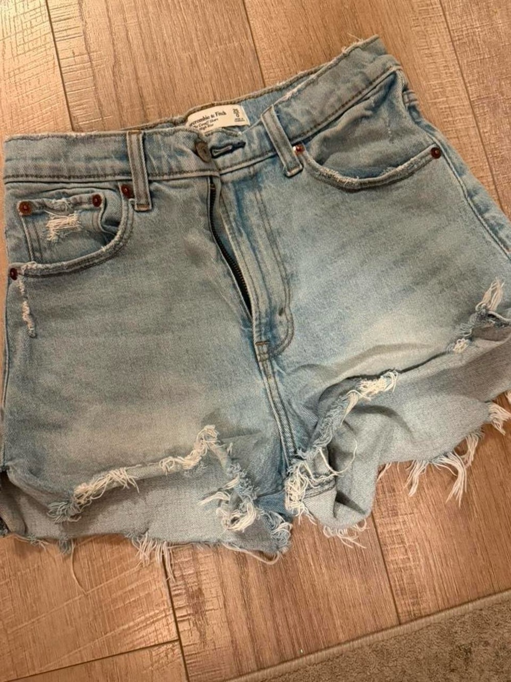 Abercrombie & Fitch Light Blue Distressed Denim Shorts